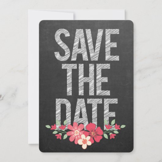 Invitation Typographie Florale Rustique Tableau Noir pour Fai (Devant)
