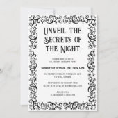Invitation Typographie gothique noire et blanche Halloween (Devant)