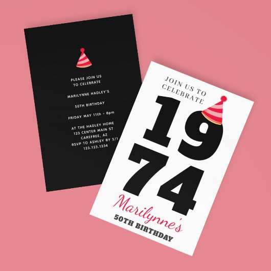 Invitation Typographie Gras 50e Anniversaire