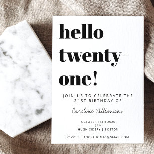 Invitation Typographie Gras Anniversaire 21 Ans Moderne Tenda