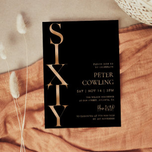 Invitation Typographie Gras Anniversaire 60 Ans Noir