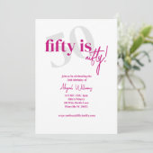 Invitation Typographie Gras avec Calligraphie 50 Joyeux Anniv (Debout devant)