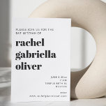 Invitation Typographie Gras Blanc Bat mitzvah moderne<br><div class="desc">Audacieuse Typographie Blanc Moderne Bat mitzvah Invitation</div>