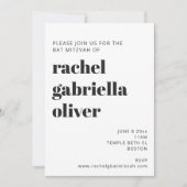 Invitation Typographie Gras Blanc Bat mitzvah moderne (Devant)