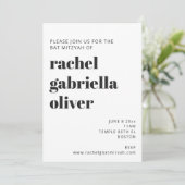 Invitation Typographie Gras Blanc Bat mitzvah moderne (Debout devant)
