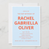 Invitation Typographie Gras Bleu Foncé Orange Bar Mitzvah (Devant)