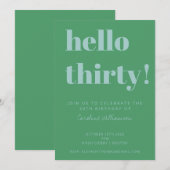 Invitation Typographie Gras Bleu Vert Moderne 30 Ans (Devant / Derrière)