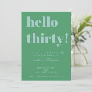 Invitation Typographie Gras Bleu Vert Moderne 30 Ans