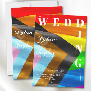 Invitation Typographie gras drapeau de fierté Mariage gay