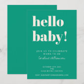 Invitation Typographie Gras Fête Bébé Moderne Vert Printemps (Devant / Derrière)