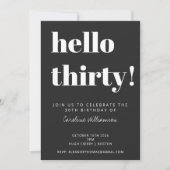 Invitation Typographie Gras Fête d'anniversaire 30 ans Modern (Devant)
