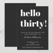 Invitation Typographie Gras Fête d'anniversaire 30 ans Modern (Devant / Derrière)