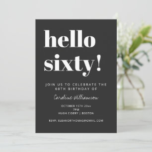 Invitation Typographie Gras Fête d'anniversaire de 60 ans Mod