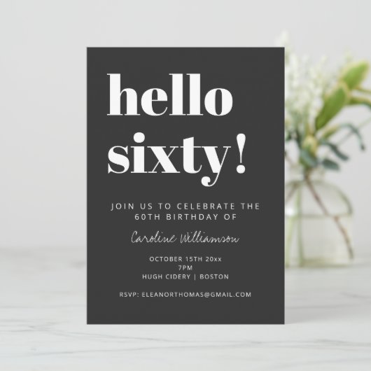 Invitation Typographie Gras Fête d'anniversaire de 60 ans Mod (Debout devant)