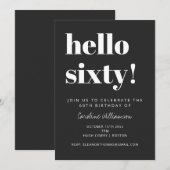 Invitation Typographie Gras Fête d'anniversaire de 60 ans Mod (Devant / Derrière)