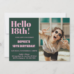 Invitation Typographie Gras Fête Photo Anniversaire 18 Ans Mo