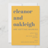 Invitation Typographie Gras Jaune et Gris Mariage moderne (Devant)