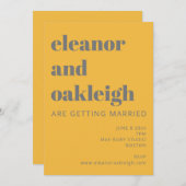 Invitation Typographie Gras Jaune et Gris Mariage moderne (Devant / Derrière)