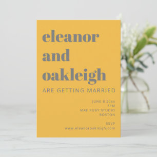 Invitation Typographie Gras Jaune et Gris Mariage moderne