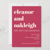 Invitation Typographie Gras Magenta Rouge ivoire Mariage mode (Devant)