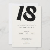 Invitation Typographie Gras Minimal 18e Anniversaire  (Devant)
