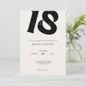 Invitation Typographie Gras Minimal 18e Anniversaire  (Debout devant)