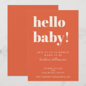 Invitation Typographie Gras Moderne Baby shower Orange Brûlé (Devant / Derrière)