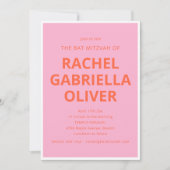 Invitation Typographie Gras Moderne Rose Orange Bat Mitzvah (Devant)