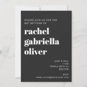 Invitation Typographie Gras Noir Bat mitzvah moderne (Devant)