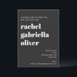 Invitation Typographie Gras Noir Bat mitzvah moderne<br><div class="desc">Audacieuse typographie Noir moderne Bat mitzvah Invitation</div>