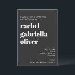 Invitation Typographie Gras Noir Bat mitzvah moderne<br><div class="desc">Audacieuse typographie Noir moderne Bat mitzvah Invitation</div>