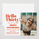 Invitation Typographie Gras Orange Moderne 30e Anniversaire (Devant / Derrière)