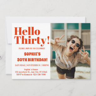 Invitation Typographie Gras Orange Moderne 30e Anniversaire 