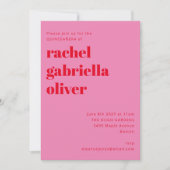 Invitation Typographie Gras Rose et Rouge Moderne QUINCEAÑERA (Devant)