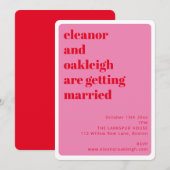 Invitation Typographie Gras Rose Rouge Clair Mariage Élégant (Devant / Derrière)