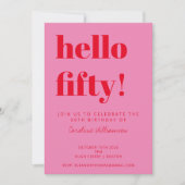 Invitation Typographie Gras Rose Rouge Moderne 50e Anniversai (Devant)