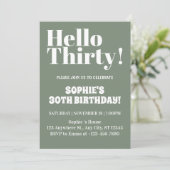 Invitation Typographie Gras Vert Sauge 30e Anniversaire (Debout devant)