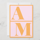 Invitation Typographie gras Vibrant rose orange Monogramme (Devant)