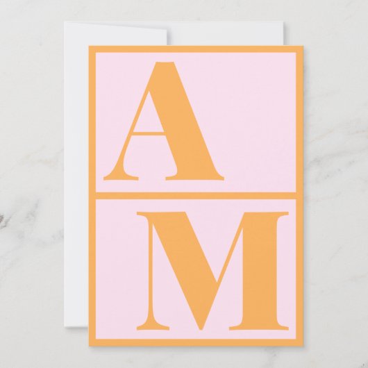 Invitation Typographie gras Vibrant rose orange Monogramme (Devant)