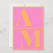Invitation Typographie gras Vibrant rose orange Monogramme (Devant)