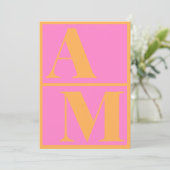 Invitation Typographie gras Vibrant rose orange Monogramme (Debout devant)