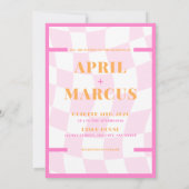 Invitation Typographie gras Vibrant rose orange Monogramme (Dos)