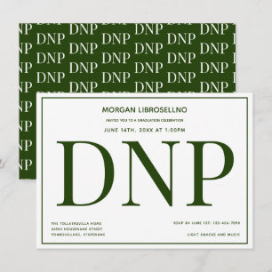 Invitation Typographie Green White DNP Graduation Party