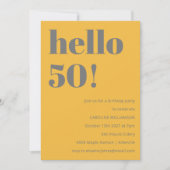 Invitation Typographie Gris jaune moderne fête d'anniversaire (Devant)