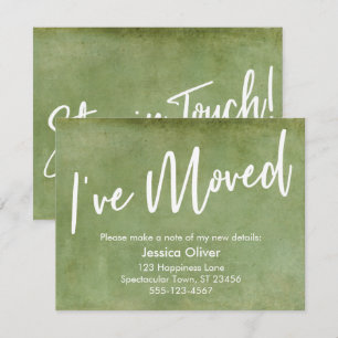 Invitation Typographie grunge verte d'annonce "J'ai déménagé"