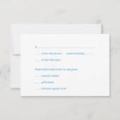 Invitation Typographie jaune bleu ciel chic réponse de mariag (Dos)