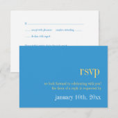 Invitation Typographie jaune bleu ciel chic réponse de mariag (Devant / Derrière)