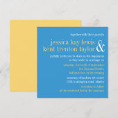 Invitation Typographie jaune ciel mariage moderne (Devant / Derrière)