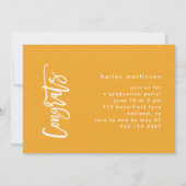 Invitation Typographie jaune moderne Photo Grad Party (Dos)