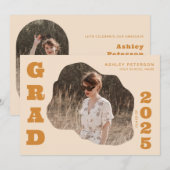 Invitation Typographie Jaune moderne rétro 2 Diplôme Photo (Devant / Derrière)